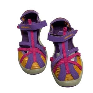 Merrell Purple Pink‎ Orange Youth Girls Sport Sandals Hook and Loop Size K1.0